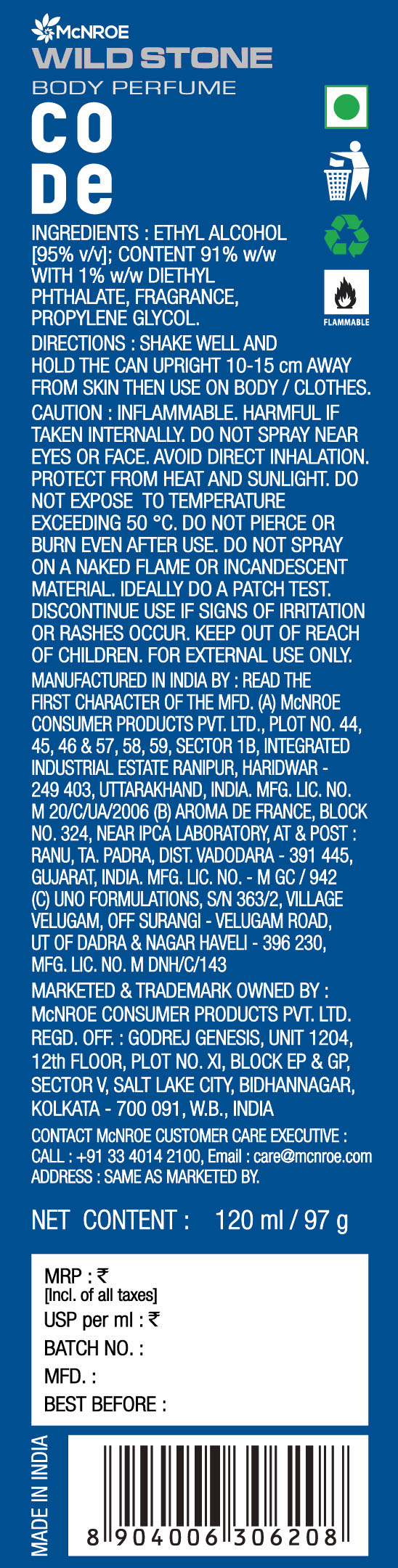 CODE Titanium Body Perfume 120 ml