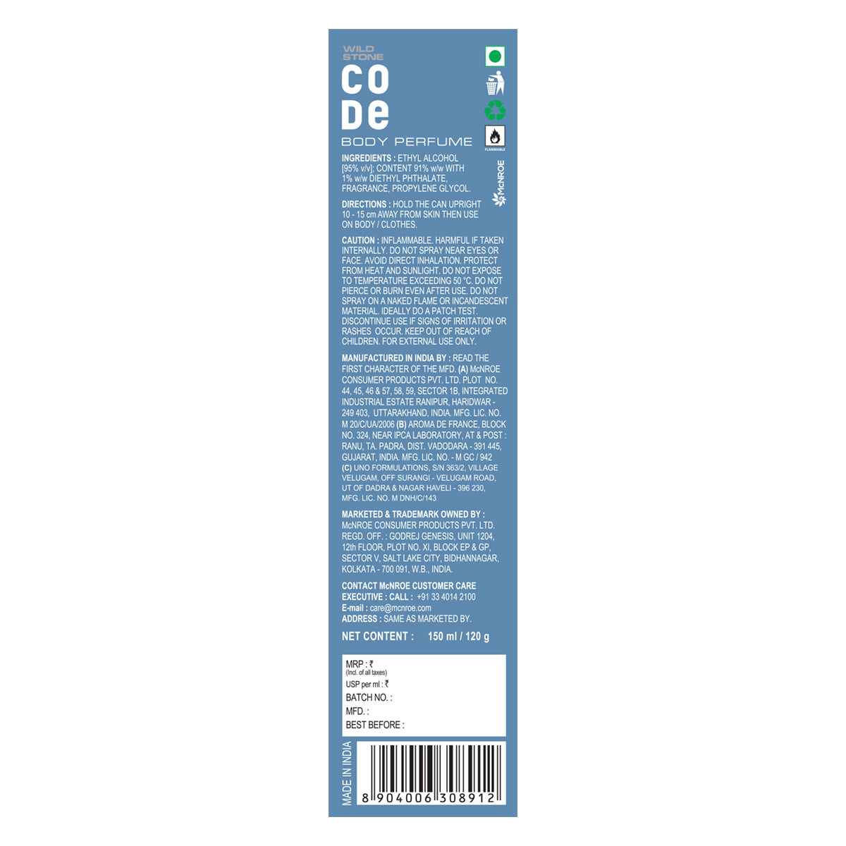 CODE Steel Body Perfume 150 ml