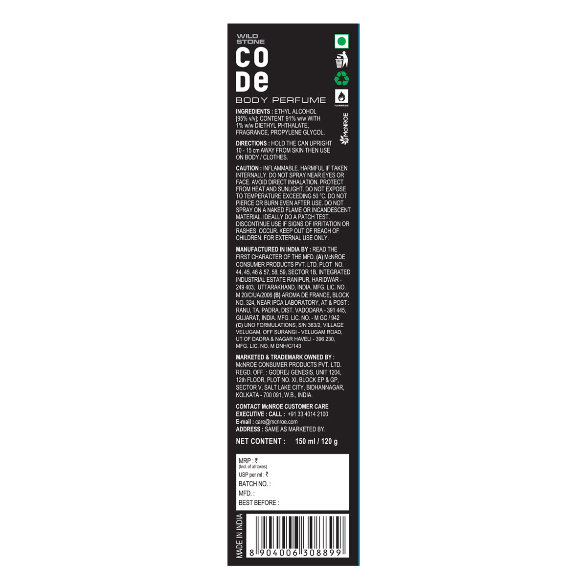 CODE Acqua Luxury Perfume (100ml + 8ml ) and Chrome Body Perfume 150ml Combo