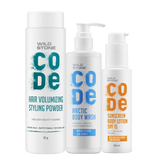 Suncare Trio Delight - Hair Volumizing Styling Powder, Arctic Body Wash & Sunscreen Body Lotion