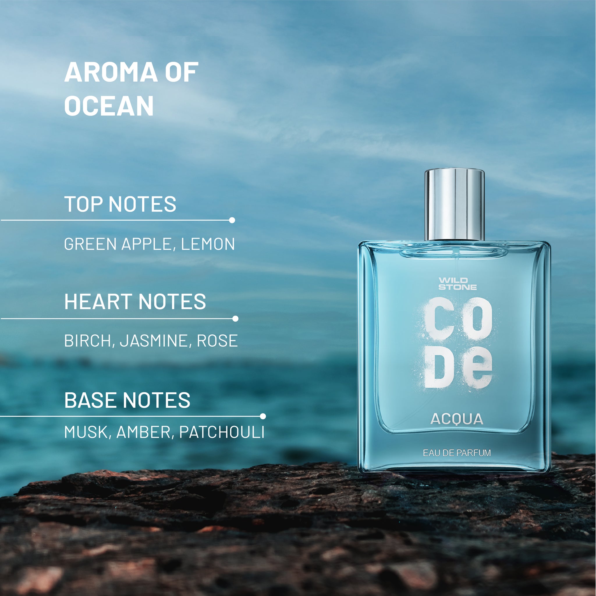 Base Code Perfume CODE Acqua Luxury Perfume for Men 100 ml | Wild Stone CODE