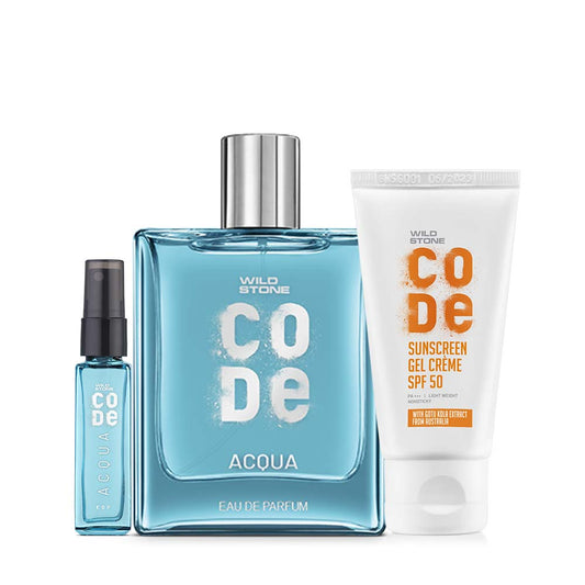 Men’s Summer Combo - Acqua Luxury Perfume (100ml + 8ml) & CODE Sunscreen Gel Creme (50g)