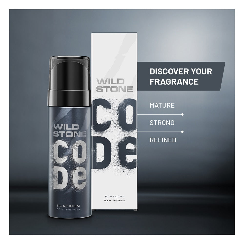 Stone Code CODE Platinum Body Perfume for Men 150 ml | Wild Stone CODE