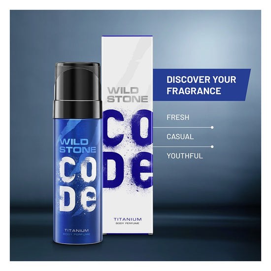 CODE Titanium Men's Body Perfume, 150ml (Pack of 2) Wild Stone CODE