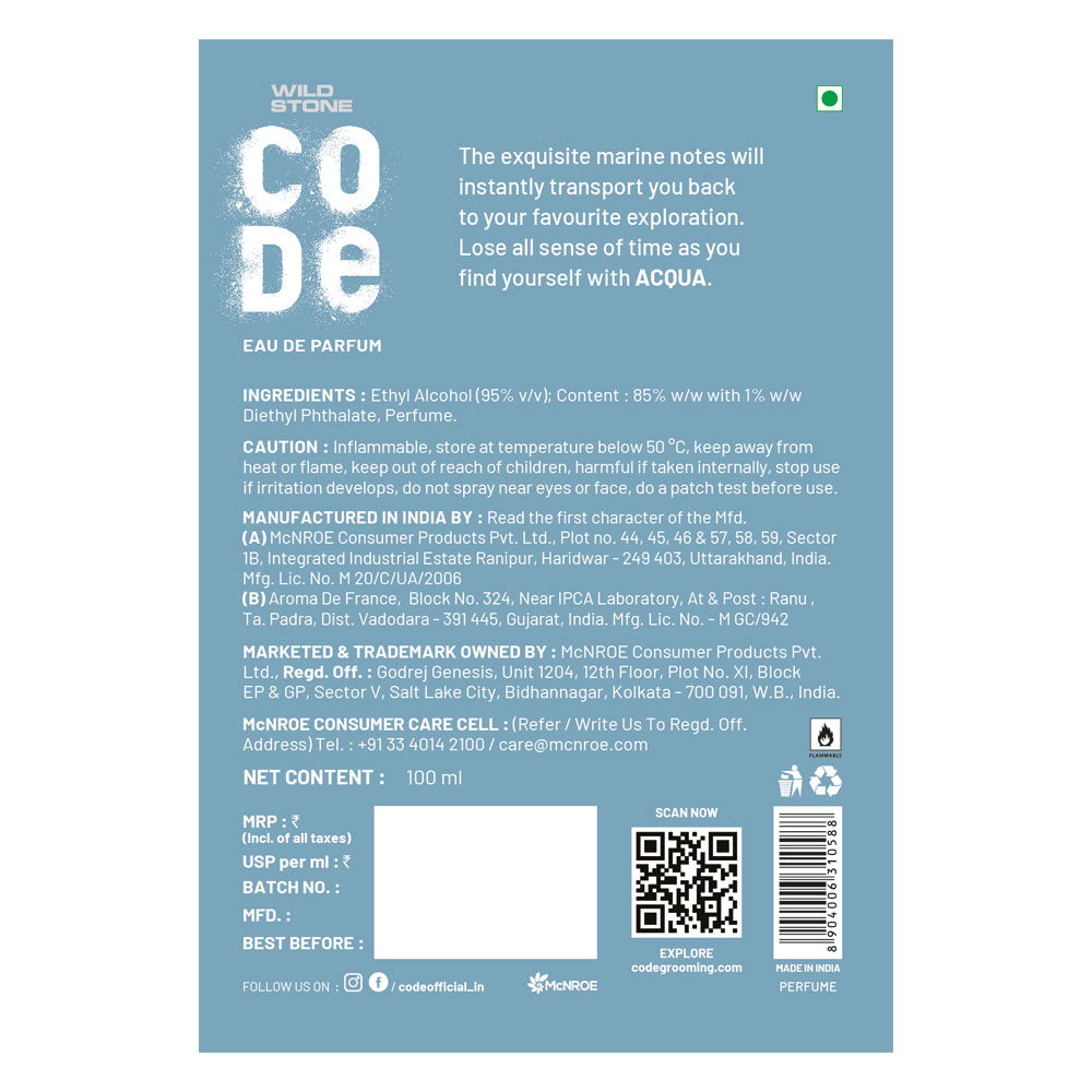 CODE Acqua EDP Perfume back cover 6