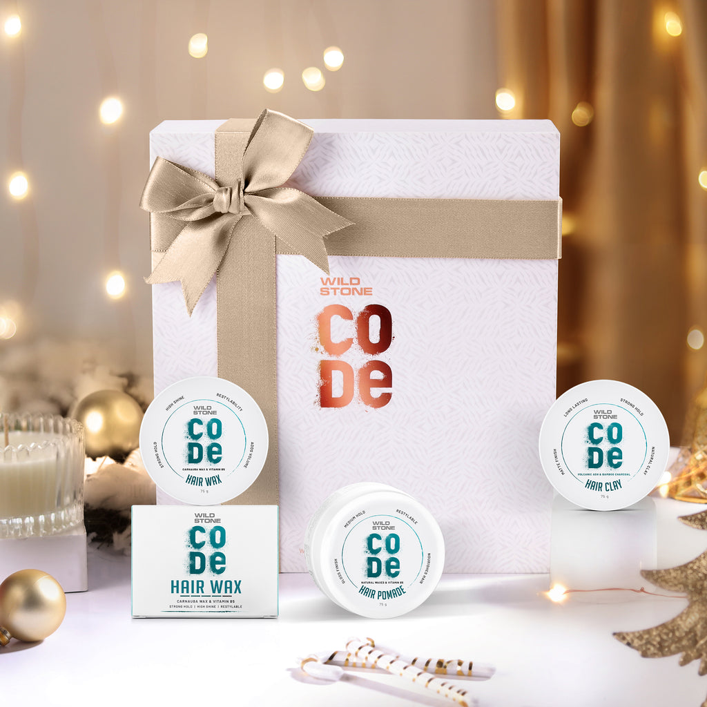 CODE Christmas Gift Hamper with Hair Wax, Hair Clay & Hair Pomade 40gm each with Gift Card