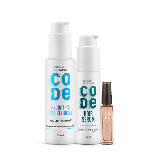 Summer Styling Cool Combo - Hair Serum + Hydrating Face Cleanser + Terra Luxury Perfume 8ml