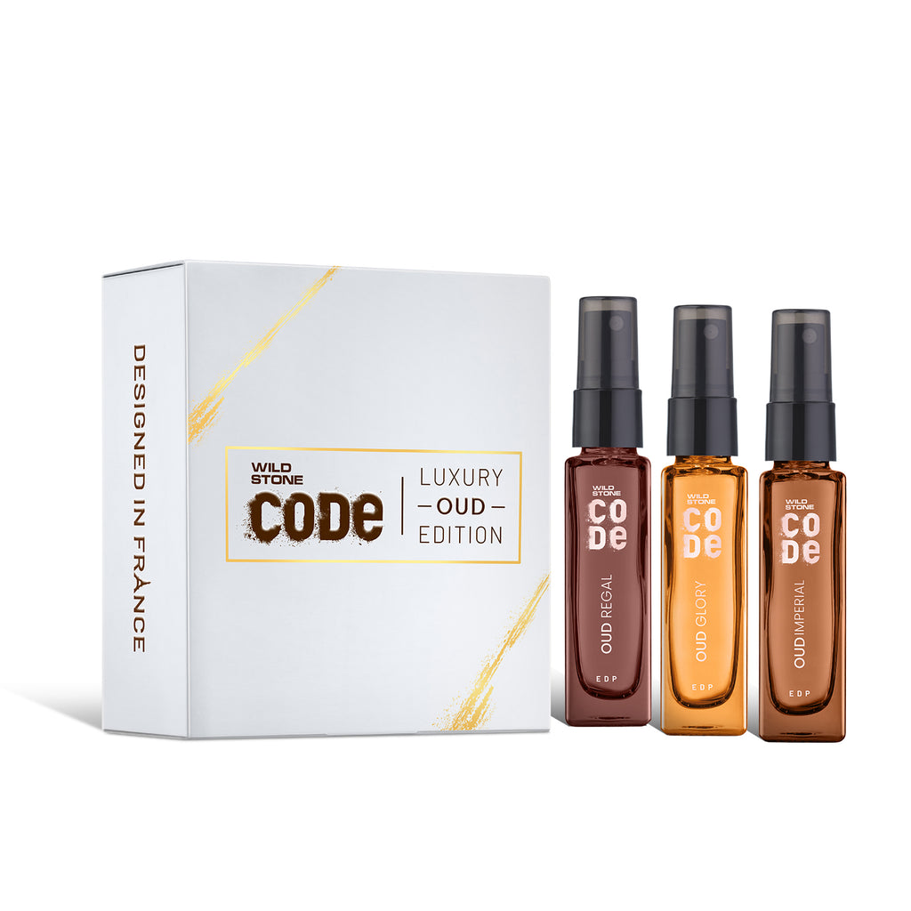 Wild Stone CODE OUD Discovery Set For Men | 3x8ml EDP Luxury Perfumes | Travel-Friendly Perfume Gift set