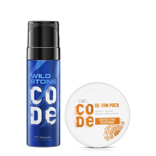 Grooming Experience Pack – De-tan pack for men (75g) + Titanium Body Perfume (150ml)