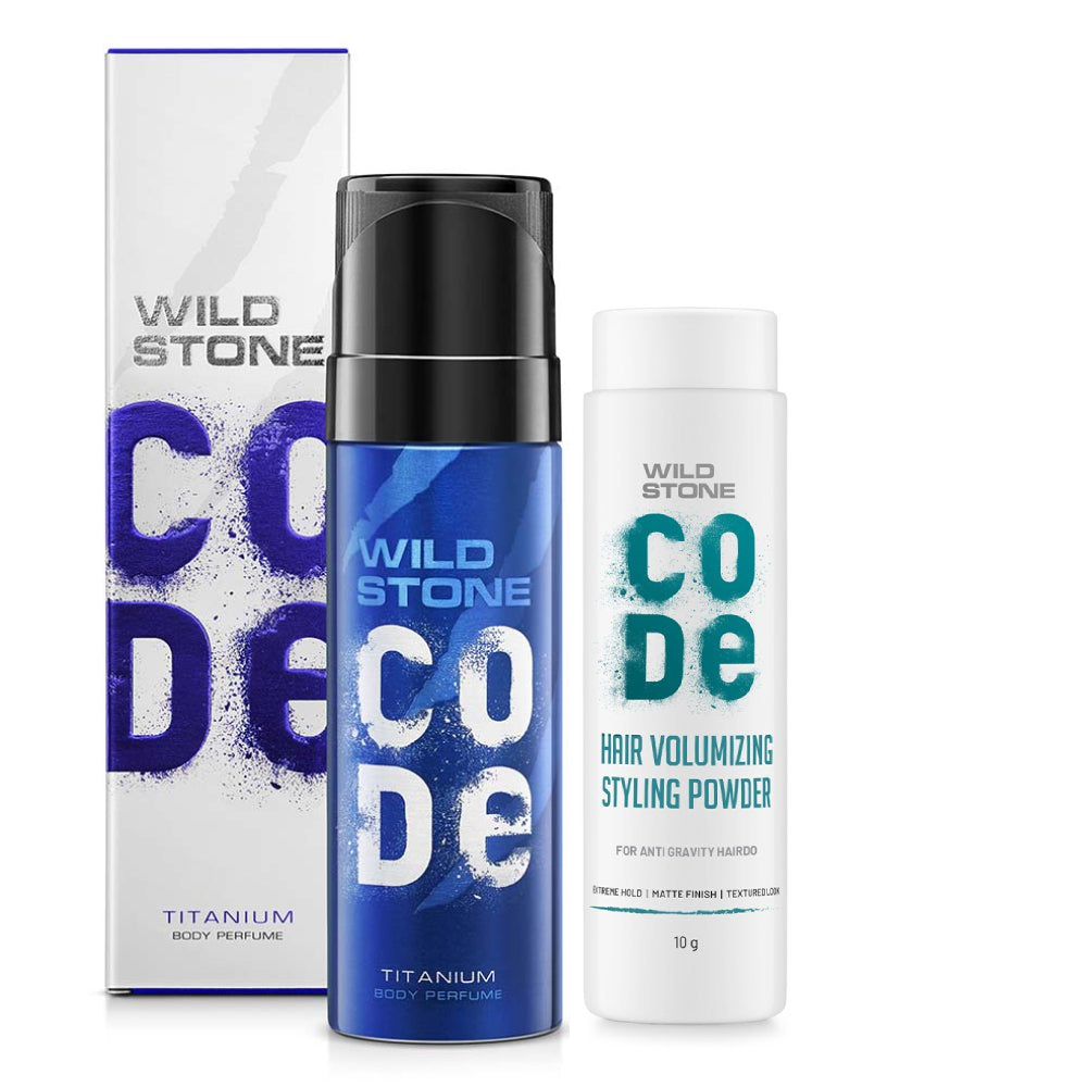 CODE hair volumizing styling powder and titanium perfume