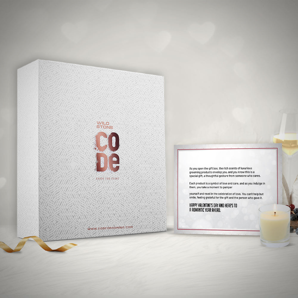 Valentine Gift Hamper Box with CODE Hydrating Body lotion, Hand Cream & Titanium Body Perfume