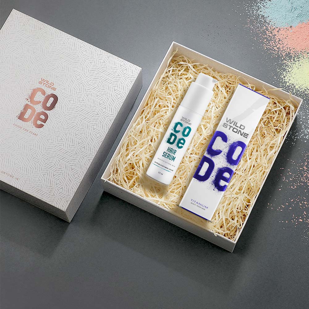 CODE Gift box of hair serum and titanium perfume