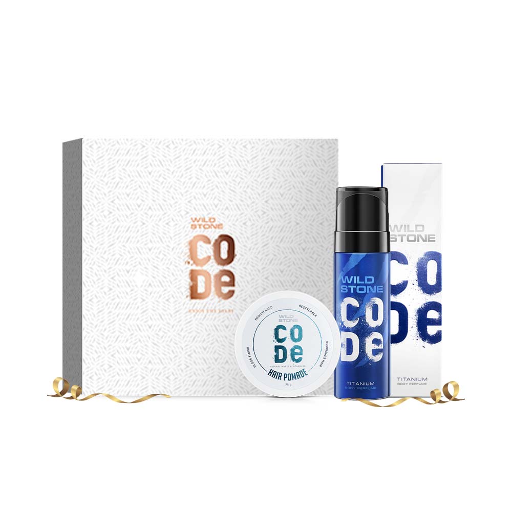 Wild Stone CODE Diwali Gift Combo with Titanium Body Perfume 120 ml & Hair Pomade 40 gm