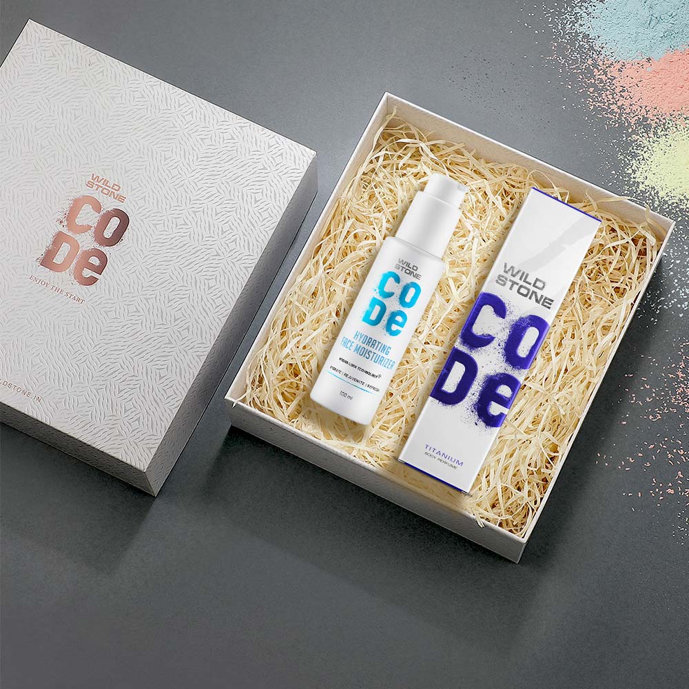 CODE Gift box of titanium perfume and face moisturiser