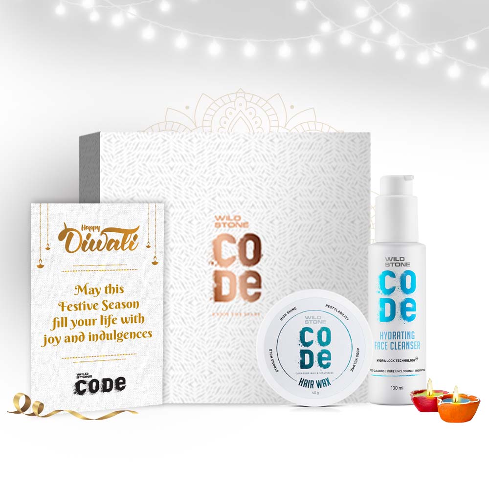Wild Stone CODE Diwali Gift Combo with Face Cleanser 100 ml & Hair Wax 40 gm with 2 Diyas