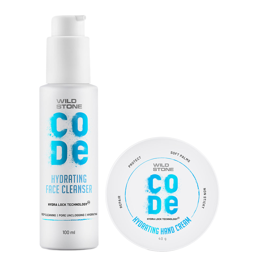 Wild Stone CODE Skin Care Combo, Hydra Face Cleanser 100ml & Hand Cream 40gm