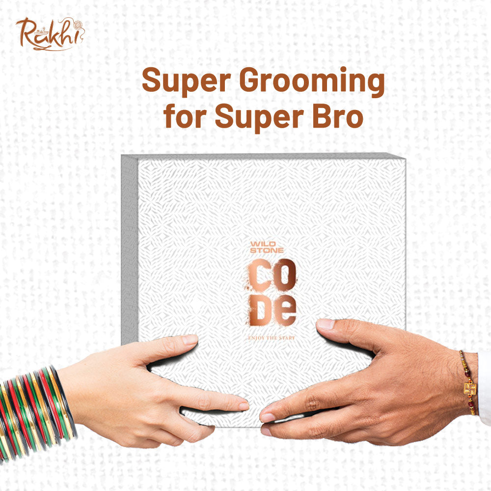 Rakhi Gift Hamper for Brother - Wild Stone CODE Titanium Body Perfume & Beard Wax