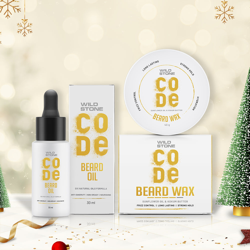 Wild Stone CODE Christmas Gift Hamper with Beard Oil & Beard Wax with Gift Card