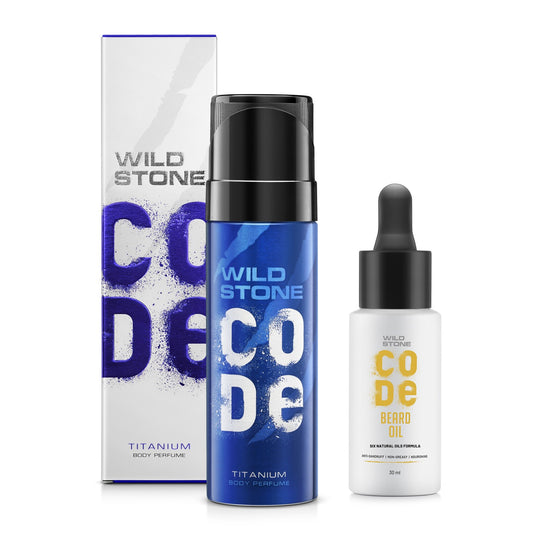 Wild Stone CODE Titanium Body Perfume 120 ml & Beard Oil 30 ml, Pack of 2