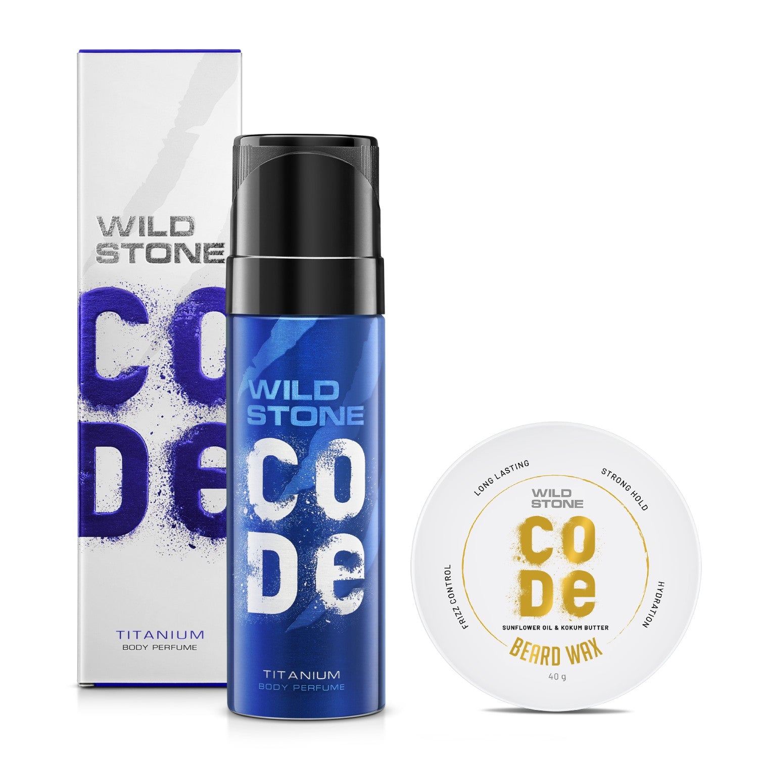 Wild Stone CODE Titanium Body Perfume 120 ml & Beard Wax 40 gm, Pack of 2
